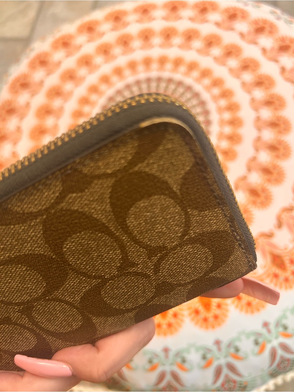 Coach Brown Signature Zip-Around Wallet - Picture 3 of 8